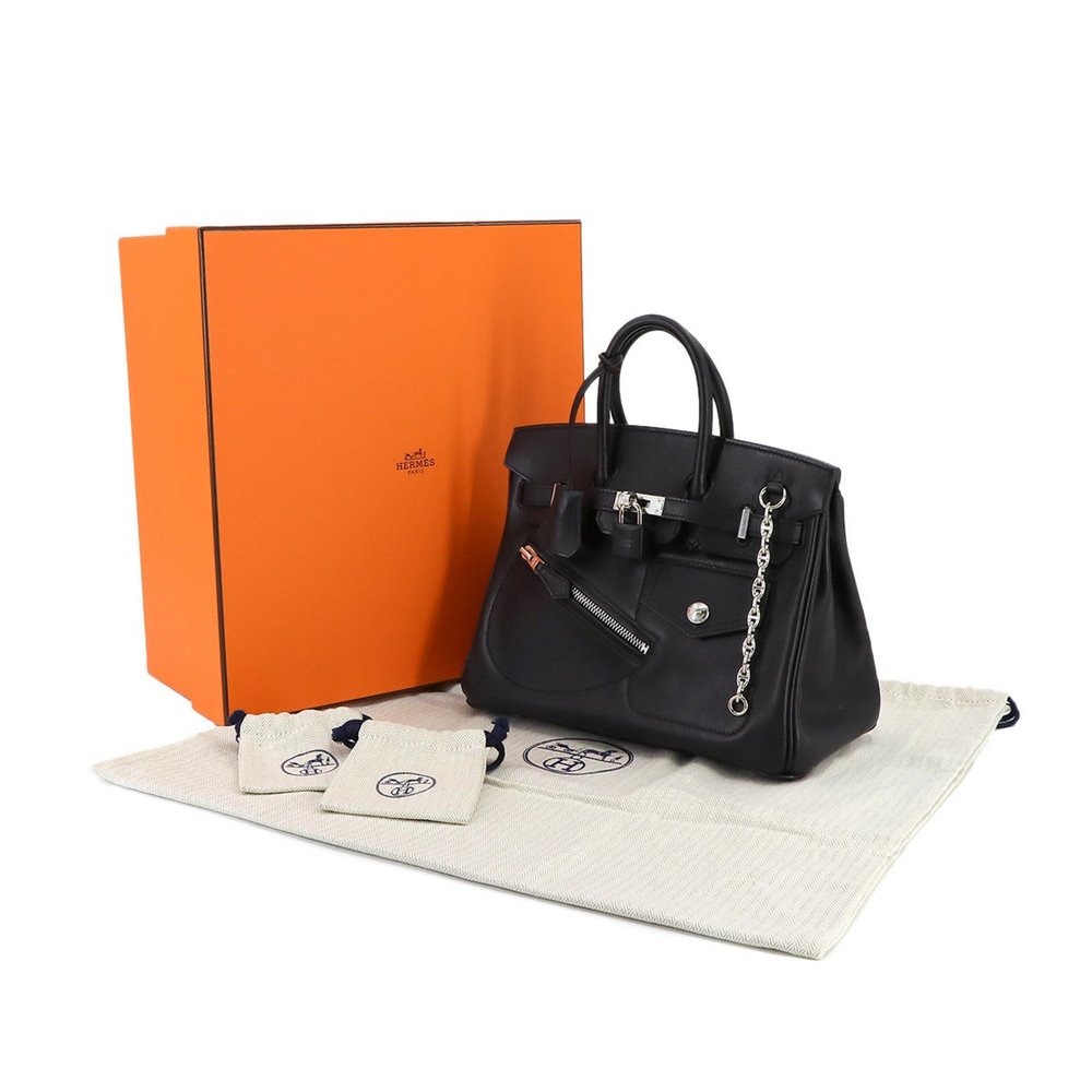 Hermes Birkin 25 Rock Hand Bag Volupt Black B Stamp Silver Hardware - Picture 10 of 10
